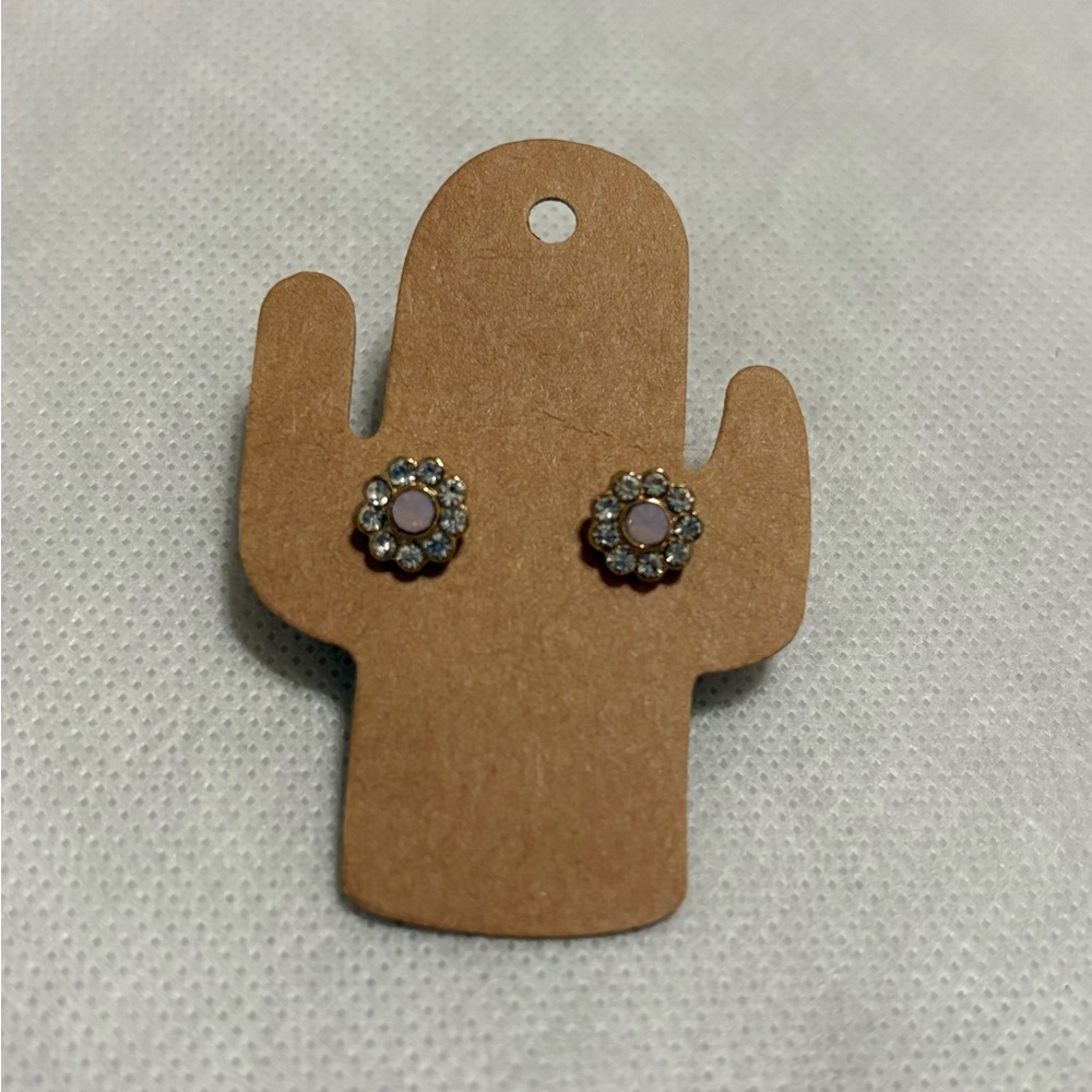 Chic Floral Pink and Silver Stud Earrings
